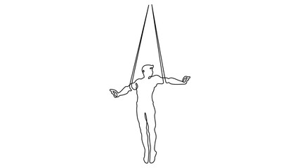 Poster - Continuous one line drawing circus artist. Circus. Tightrope walker and equilibrist. Circus performance. One continuous line isolated minimal illustration.Not AI.