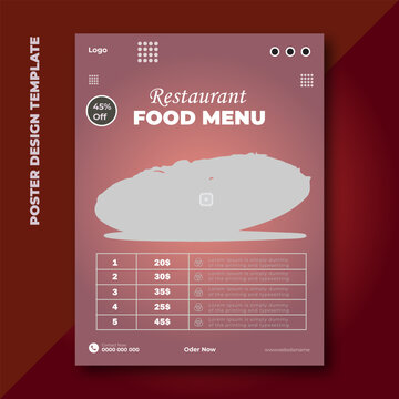 Restaurant food menu poster design template