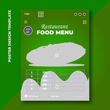 Restaurant food menu poster design template