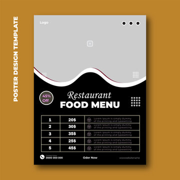 Restaurant food menu poster design template