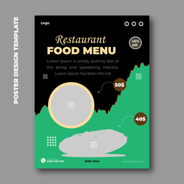 Restaurant food menu poster design template
