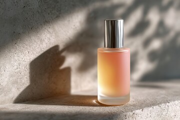 Wall Mural - cosmetic serum bottle with custom label design on smooth concrete surface with soft morning light