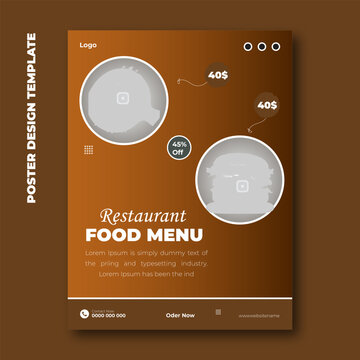 Restaurant food menu poster design template