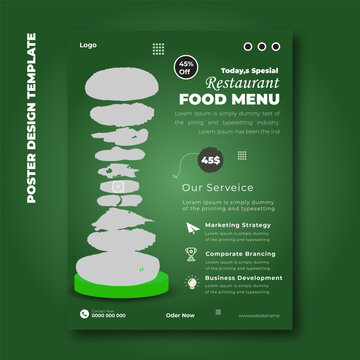 Restaurant food menu poster design template
