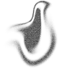 Poster - Grainy dotted gradient with pattern of noise texture. Wavy brushstroke with dust effect. Stipple splash and shadow. Fluid liquid halftone fade