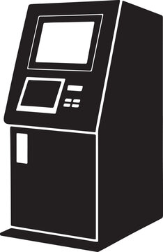 atm silhouette, black and white silhouette, vector and illustration