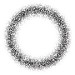 Poster - Dotted grainy gradient shape. Black circle brush stroke. Abstract sand texture. Fluid splash and halftone element. Gritty geometric diffused round