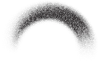 Poster - Dotted grainy gradient shape. Black circle brush stroke. Abstract sand texture. Fluid splash and halftone element. Gritty geometric diffused round