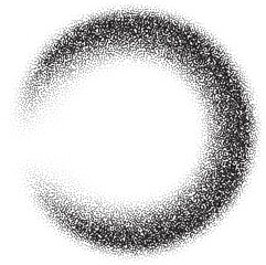 Poster - Dotted grainy gradient shape. Black circle brush stroke. Abstract sand texture. Fluid splash and halftone element. Gritty geometric diffused round
