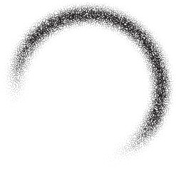 Poster - Dotted grainy gradient shape. Black circle brush stroke. Abstract sand texture. Fluid splash and halftone element. Gritty geometric diffused round