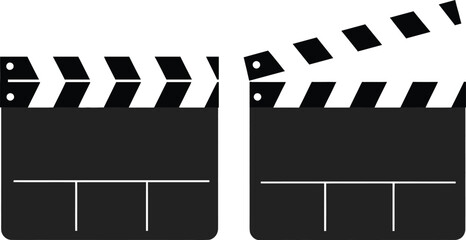 Filmmaking Clapperboard Icons Open and Closed Movie Slate Illustrations for Film Production, Cinema, and Video Projects