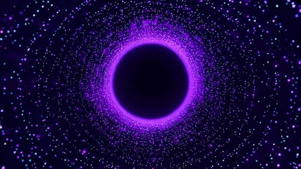 Wall Mural - a purple circle surrounded by small dots on a black background