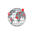 © subho - Gray Globe Map with Red Location Markers Global Network