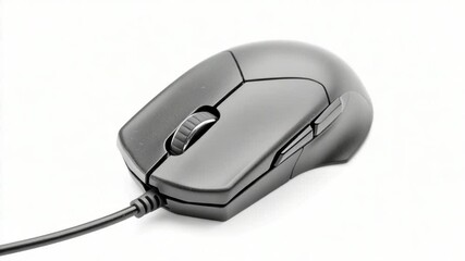 Poster - A black computer mouse sitting on a white surface