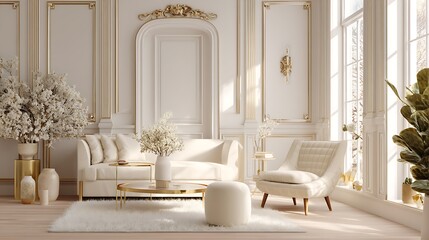 Poster - White classic interior with copy space