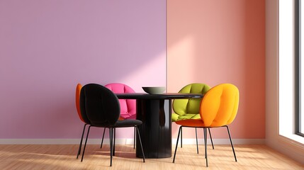 Poster - Dining table, grey dining table with black plates