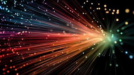 Aufkleber - Optical fiber speed concept illustration, colorful lines connection network high speed data transfer