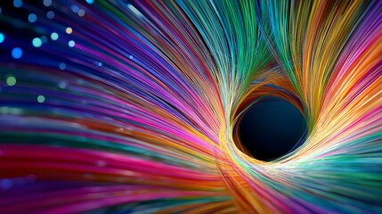 Poster - Optical fiber speed concept illustration, colorful lines connection network high speed data transfer