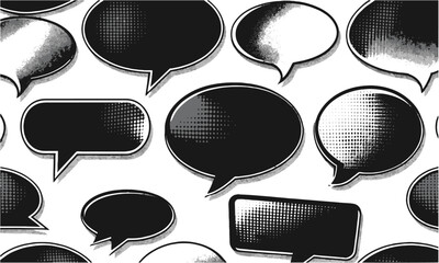 Fototapete - Modern vector illustration featuring a collection of comic-style speech bubbles in various elliptical, circular, and oval shapes, easily editable and scalable.