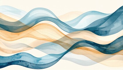 Poster - Abstract Watercolor Waves Background Design