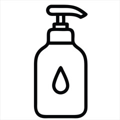 Poster - Handwash pump bottle icon outline style isolated on a white background. Perfect for use in beauty branding, skincare packaging design, cosmetic advertising, promotional materials, social media content