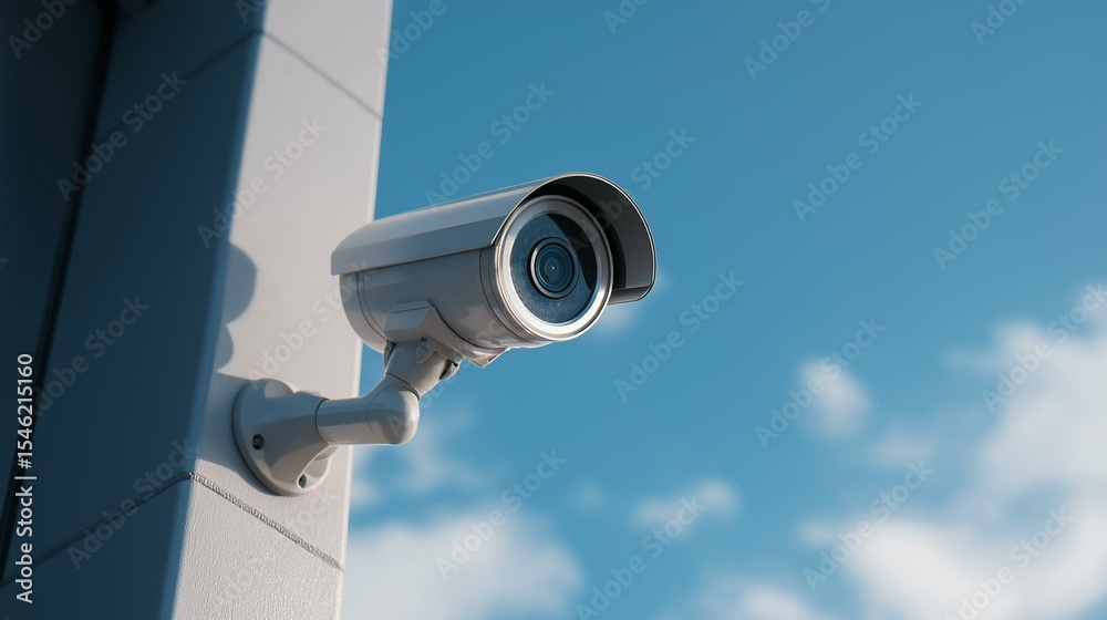 Adobe Security Camera Modern surveillance camera mounted outdoors, capturing clear images ...
