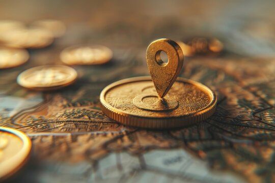 Ultra Quality Picture of 3D Rendering Coin Location Icon Object