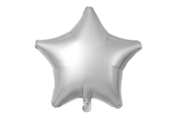 Aufkleber - Shiny silver star balloon levitating against transparent backdrop, ideal for party decorations and celebratory moments