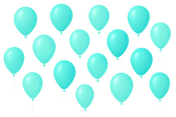 Poster - Light blue balloons hovering against transparent backdrop, lending festive charm to celebratory graphic design compositions