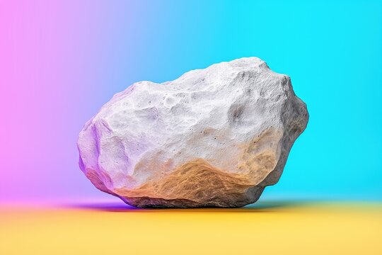 Pixelated White Rock on Vibrant Gradient Background