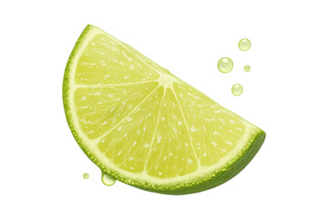 Poster - Juicy lime wedge with splashing drops, isolated on transparent background, perfect for refreshing visuals