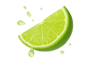 Poster - Fresh lime wedge dripping juice on a transparent background, perfect for food and beverage advertising