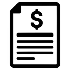 Poster - Illustration of a document with a dollar sign and lines of text on a white background on transparent background