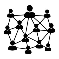 Poster - Illustration of a network of interconnected people in black silhouette on white background on transparent background