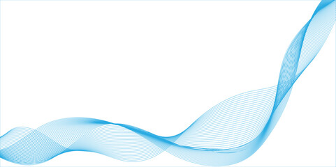 Fototapete - Abstract wave element for background design, Abstract vector blue wave lines on white background, technology flow tech transparent line stripe energy connection web music and sound.