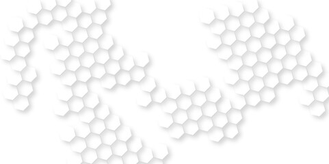 Fototapete - Hexagonal backdrop for cosmetic and technology concepts,  geometric mesh cell texture. modern futuristic abstract embossed paper circles white background, abstract white geometric hexagon pattern.