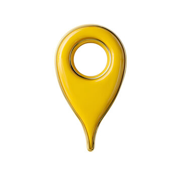 Golden Yellow Location Marker Pinpoint GPS Navigation Map