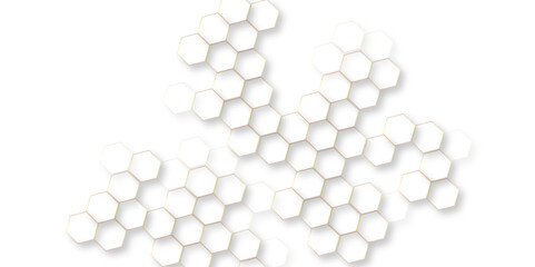 Fototapete - abstract honeycomb mosaic white background,  group of hexagons are arranged in rows, abstract geometric white texture background, white Wide hexagon background site head 3d illustration.