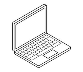 シンプルなノートパソコンのアイソメイラスト　ベクター