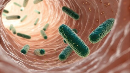 Poster - Close-Up of Beneficial Bacteria in the Digestive System Microenvironment