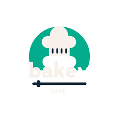 Logo concept of bakery and caf responsive layout wordmark plus rolling pin icon flat and clean