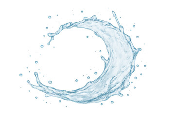 Poster - Transparent background revealing dynamic water crescent, splashing vibrant droplets, symbolizing freshness, motion, and pure liquid energy