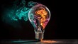 © MdMamun - Abstract colorful smoke inside a light bulb representing creativity and innovation
