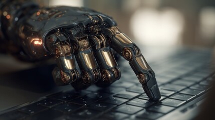 Poster - Mechanical hand typing on a keyboard