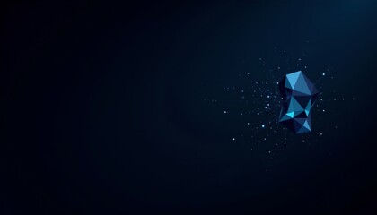 Poster - abstract futuristic illustration of low poly shape with connecting dots and lines on dark background in glossy modern style
