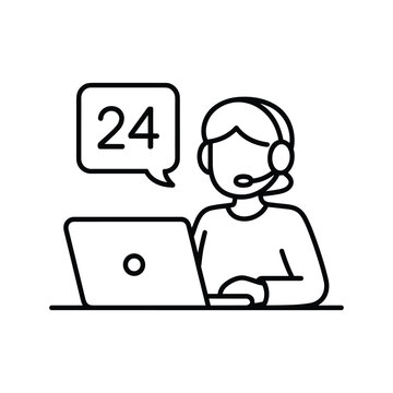 24/7 Customer Support Agent Working on Laptop