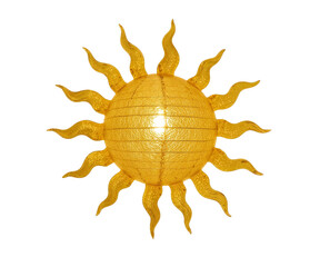 Poster - Radiant Sun-Shaped Lantern, A Luminous Yellow Glow Casting Warmth and Light, Isolated on a Plain Setting