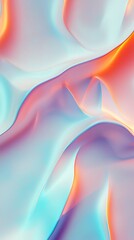 Poster - Smooth Abstract Waves in Soft Blue and Coral Hues with Fluid Motion and Gentle Gradients
