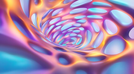 Poster - Abstract colorful tunnel design with smooth curves and glowing highlights creating a vibrant 3D effect