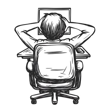 Relaxing moment with computer illustration depicting a man in a chair